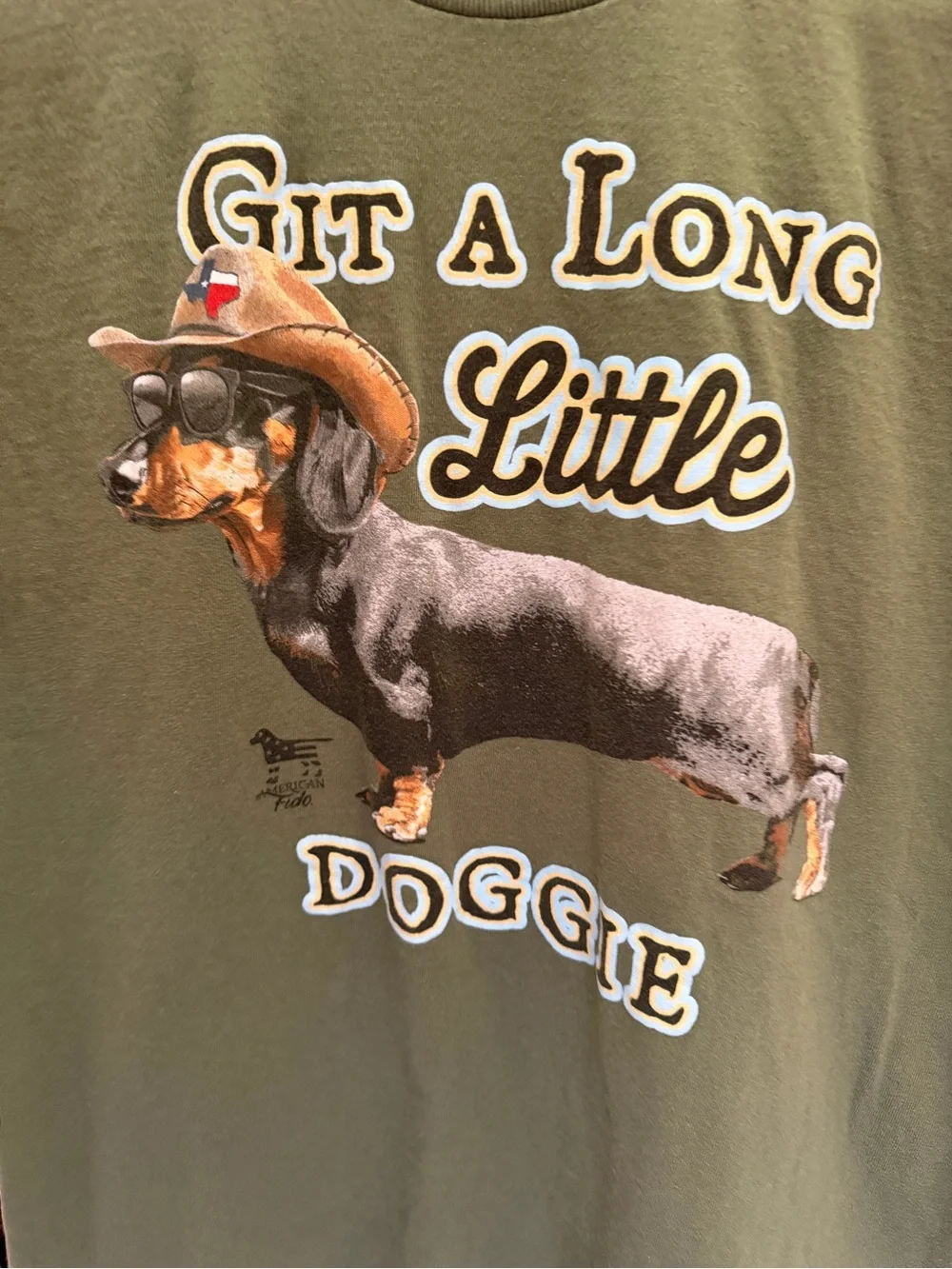 Source Unknown Olive Graphic Dachshund Tee